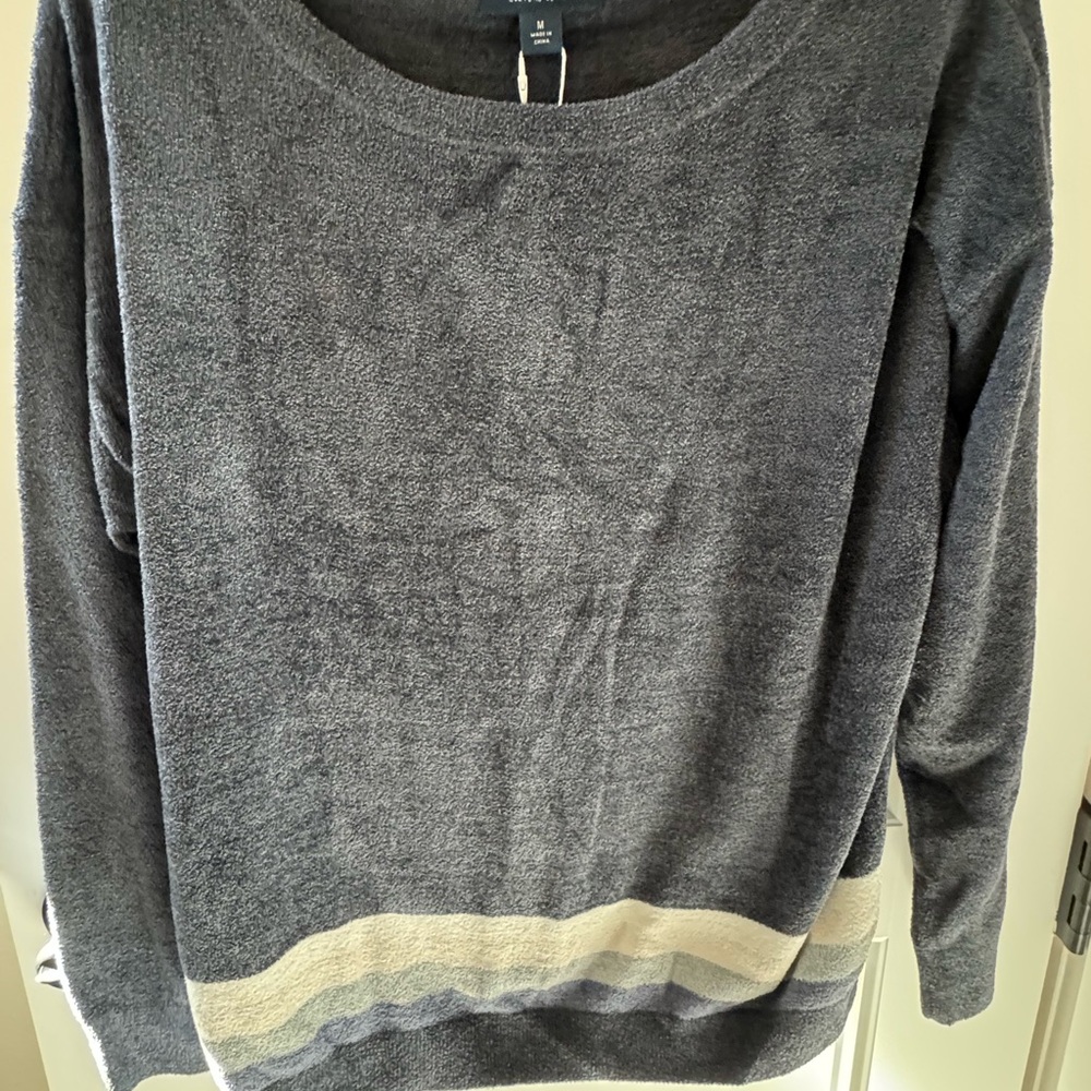Barefoot Dreams Indigo and Cream Women's Sweater